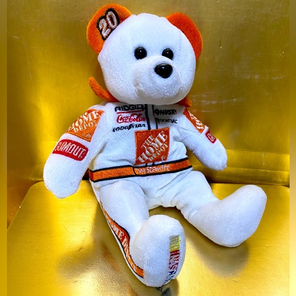 NASCAR TEAM HOME DEPOT 1999 TONY STEWART #20 TEAM SPEED BEANIE BEAR PLUSH 8” - Picture 1 of 10